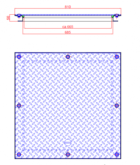 Schachtabdeckung Typ wasserdicht LRL GMV 5kN Skizze